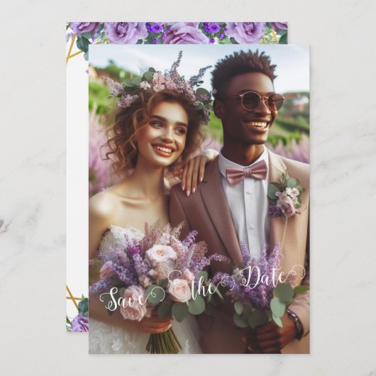 Prachtige Lila wijngaard | Foto De datum opslaan Kaart (Voorkant / Achterkant)