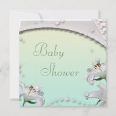 Prachtige Lilies en Sparkles Mint Baby shower Kaart (Voorkant)