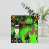 Prachtige limoengroene glitters diva verjaardag kaart (Staand voorkant)