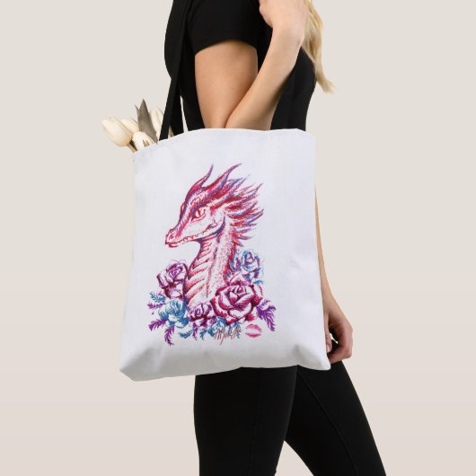 Prachtige Lipstick Dragon Art US Made Canvas tas (Dichtbij)