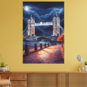Prachtige Londense nachtscène met verlichte toren Canvas Afdruk (Insitu (Woonkamer))