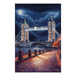 Prachtige Londense nachtscène met verlichte toren Foto Afdruk