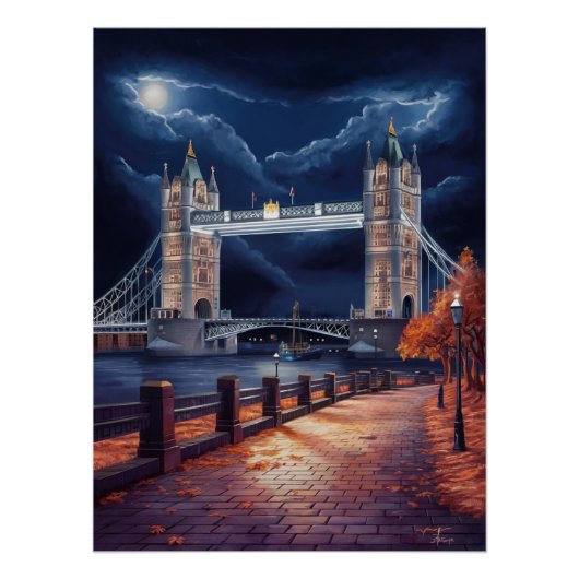 Prachtige Londense nachtscène met verlichte toren Perfect Poster (Voorkant)