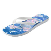 Prachtige Lotus Waterlily Blue White Wedding Bride Teenslippers (Schuin)