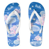 Prachtige Lotus Waterlily Blue White Wedding Bride Teenslippers (Voetbed)