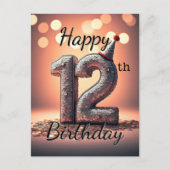 Prachtige Lovertjes 12e Verjaardag met Feesthoed Briefkaart (Voorkant)