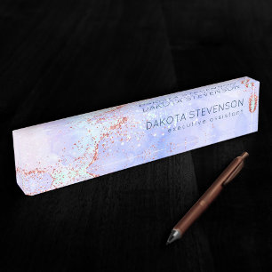 Prachtige Luxe Agate   Sky Blue Waterverf Naambordje