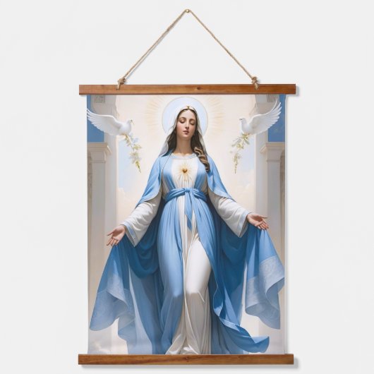 Prachtige Maagd Maria Christelijk Katholiek Hangend Wandkleed (Voorkant)
