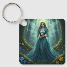 Prachtige maart Aquamarijn Fairy Sleutelhanger