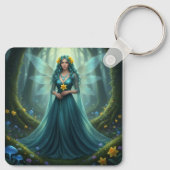 Prachtige maart Aquamarijn Fairy Sleutelhanger (Achterkant)