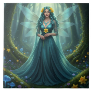 Prachtige maart Aquamarijn Fairy Tegeltje