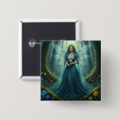 Prachtige maart Aquamarijn Fairy Vierkante Button 5,1 Cm (Voorkant /achterkant)