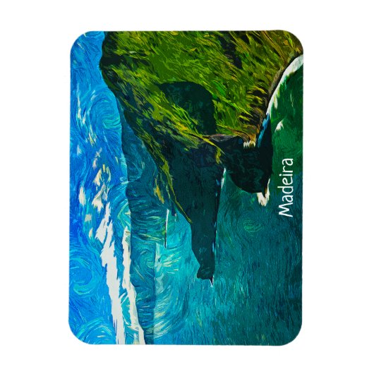 Prachtige Madeira Coastal Uitzicht olieverf Magneet (Verticaal)