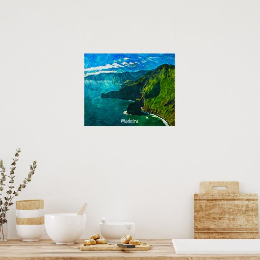 Prachtige Madeira Coastal Uitzicht olieverf Poster (Keuken)