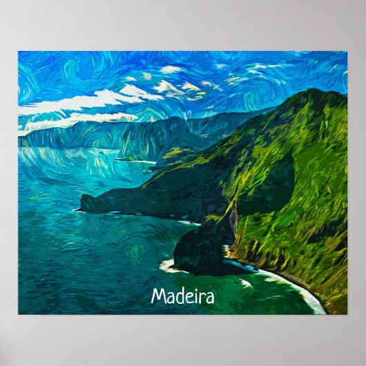 Prachtige Madeira Coastal Uitzicht olieverf Poster (Voorkant)