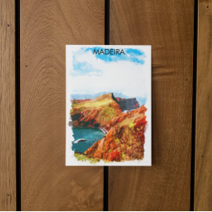 Prachtige Madeira Landscape Uitzicht Illustratie Briefkaart