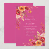 Prachtige Magenta Zomerbruiloft Kaart (Voorkant / Achterkant)