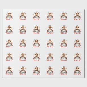 Prachtige Magische Puppy Vintage Regenboog Engel D Cadeaupapier