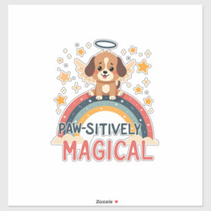 Prachtige Magische Puppy Vintage Regenboog Engel D Sticker