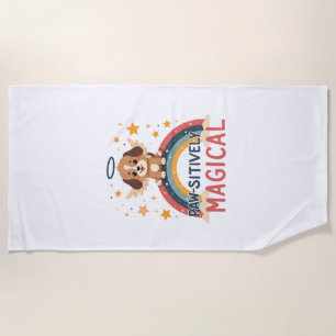 Prachtige Magische Puppy Vintage Regenboog Engel D Strandlaken