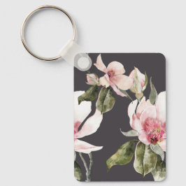 Prachtige magnolia bloemen en vogels sleutelhanger