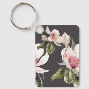 Prachtige magnolia bloemen en vogels sleutelhanger