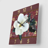 Prachtige Magnolia Clock, Burgundy of UW COLORS Vierkante Klok (Hoek)