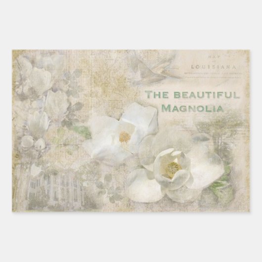Prachtige Magnolia  Collage Inpakpapier Vel (Voorkant)