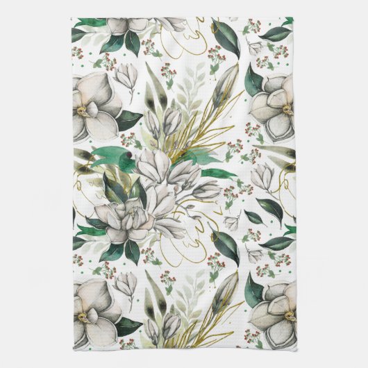 Prachtige Magnolias Floral Keuken Handdoek (Verticaal)