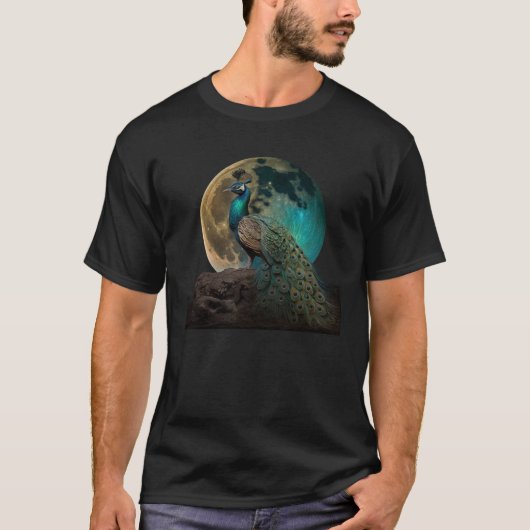 prachtige Majestic Peacock in het maanlicht 1 T-shirt (Voorkant)