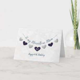 Prachtige mama 60e verjaardag bunting & kristal kaart