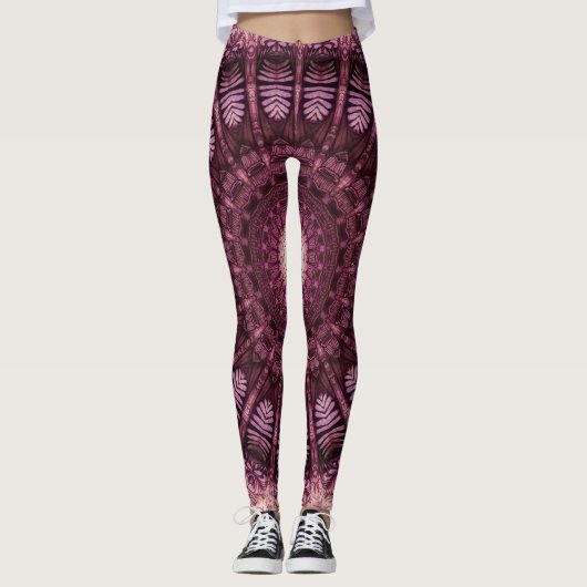 Prachtige Mandala geïnspireerde handgetekende Legg Leggings (Voorkant)
