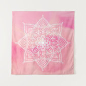 Prachtige Mandala op roze achtergrond Tapestry Wandkleed (Voorkant (horizontaal))