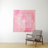 Prachtige Mandala op roze achtergrond Tapestry Wandkleed (In situ)