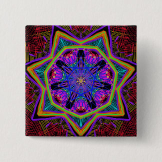 Prachtige mandala vierkante button 5,1 cm