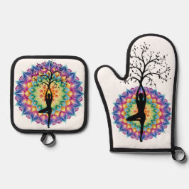 Prachtige Mandala Yogo en meditatie Ovenwant & Pannenlap Set