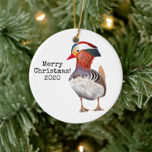 Prachtige Mandarin Duck Merry kerst Keramisch Ornament (Boom)