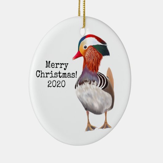 Prachtige Mandarin Duck Merry kerst Keramisch Ornament (Rechts)