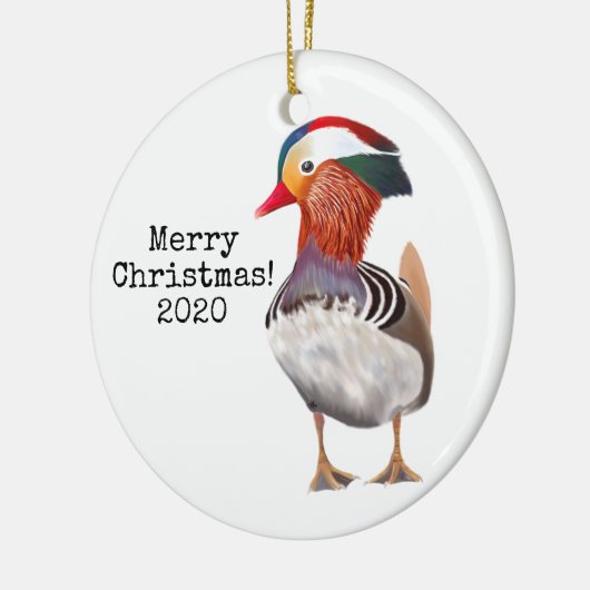 Prachtige Mandarin Duck Merry kerst Keramisch Ornament (Links)