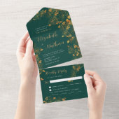 Prachtige maragingopslag in Emerald Green Gold All In One Uitnodiging (Afscheurbaar)
