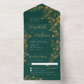 Prachtige maragingopslag in Emerald Green Gold All In One Uitnodiging (Binnen)