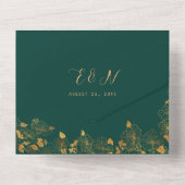 Prachtige maragingopslag in Emerald Green Gold All In One Uitnodiging (Achterkant)