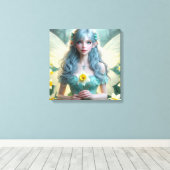 Prachtige March Fairy in narcissen Canvas Afdruk (Insitu (Houten vloer))