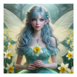 Prachtige March Fairy in narcissen Perfect Poster