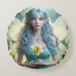 Prachtige March Fairy in narcissen Rond Kussen