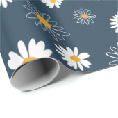 Prachtige marine geel wit klassieke madeliefjes cadeaupapier (Rol Hoek)