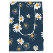 Prachtige marine geel wit klassieke madeliefjes medium cadeauzakje (Achterkant)