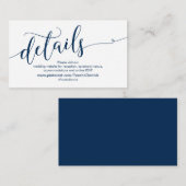 Prachtige marineblauw, details van de bruiloft web informatiekaartje (Voorkant / Achterkant)
