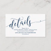 Prachtige marineblauw, details van de bruiloft web informatiekaartje (Voorkant)