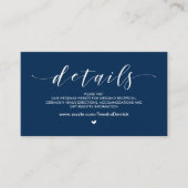 Prachtige marineblauw, details van de bruiloft web informatiekaartje (Voorkant)